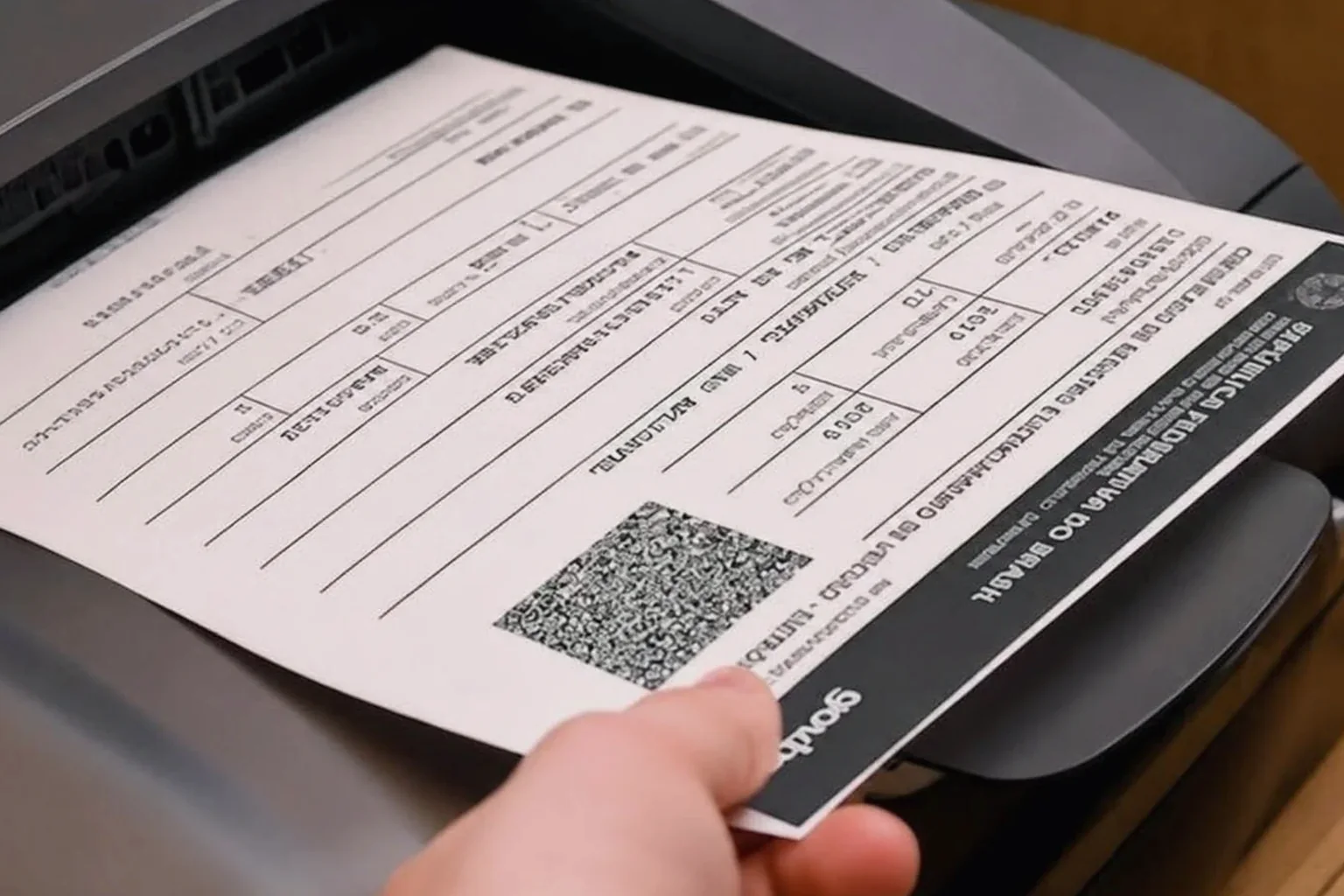 Despachante em Guarujá imprimindo documentos de registro veicular.